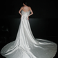Sweety A Line Strapless White Feather Beaded Satin Long Wedding Dress SH5974