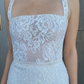 Simple A Line Spaghetti Strap White Lace Long Wedding Dress SH7107