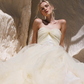 Unique Apricot A Line Sweetheart Neck Flowy Tulle Wedding Dress SH6177
