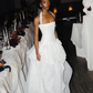 Vintage White Ball Gown Halter Chiffon Satin Prom Dress Wedding Dress SH5449
