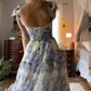 Elegant Floral Print Chiffon Long Prom Dresses Evening Dresses SH675