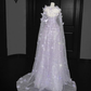 Purple Butterfly A Line Strapless Sequin Tulle Long Prom Dress Party Dress SH3249