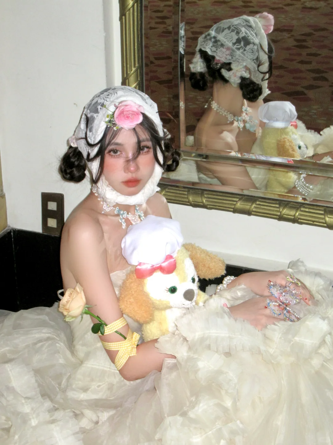 Princess A Line Strapless Layered Ivory Tulle Long Party Dress Birthday Dress SH2949