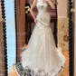 Vintage Mermaid Round Neck White Lace Prom Dresses 18th Birthday Dresses SH4643