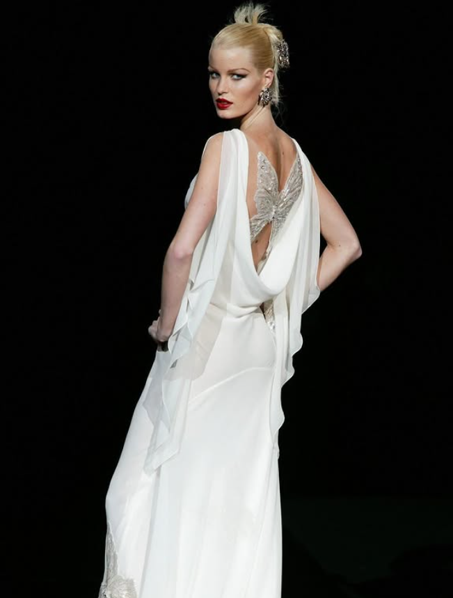 Flowy Mermaid Back Butterfly White Chiffon Prom Dress Vacation Dress SH6264