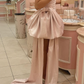 Pink A Line Sweetheart Neck Pleated Satin Mini Homecoming Dress with Bow SH3287