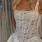 High-class A Line Spaghetti Strap White Lace Long Wedding Dress SH6195