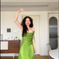 Simple Green A Line Halter Satin Prom Dress Wedding Guest Dress SH4556