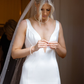 Elegant Mermaid Deep V Neck White Satin Long Sweep Wedding Dress SH2101