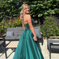 Emerald A Line Spaghetti Strap Lace Appliques Satin Prom Dress Birthday Dress SH9021