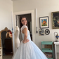 Baby Blue A Line Puff Beaded Embroidery Tulle Satin Prom Dress Evening Dress SH4879