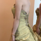 Green Vintage Ball Gown Strapless Layered Beaded Satin Long Prom Dress 16th Birthday Dress SH5212