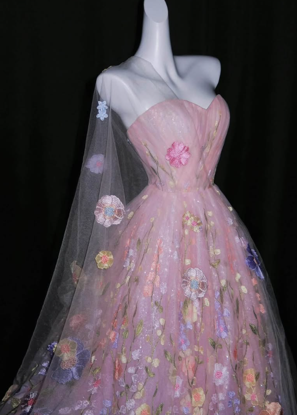 Sweety Ball Gown Sweetheart Neck Pink Embroidery Tulle Prom Dress Quinceanera Dress SH7166