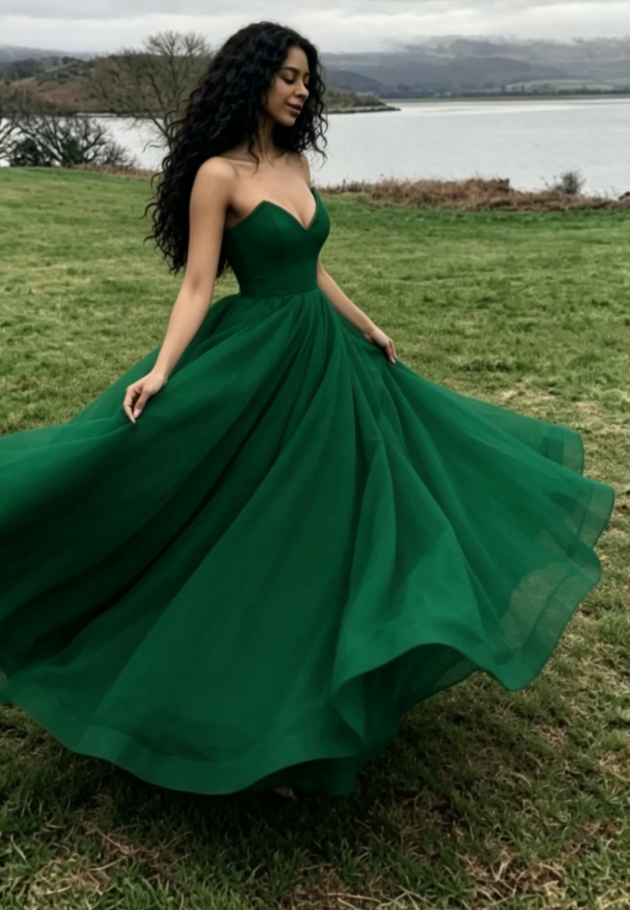Green ball gown organza green puffy prom dress SA1573