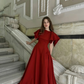 Red Classic A Line Simple Satin Long Prom Dress Wedding Guest Dress SH5398