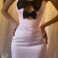 Unique Strapless Bow-Knot Sheath Pink Prom Dress Formal Evening Dress SH1371