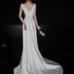 Simple Classic A Line Straps White Satin Long Sweep Wedding Dress SH5228