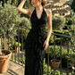 Vintage Mermaid Halter Sleeveless Long Black Lace Evening Dress Prom Dresses SH3093