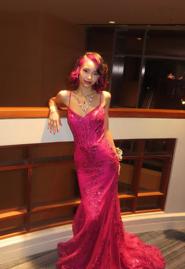 Hot Pink Mermaid Sequin Tulle Prom Dress 16th Birthday Dress Wedding Guest Dress SH4282