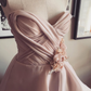 Gentle A Line Sweetheart Neck Flower Tiered Pink Tulle Long Party Dress Evening Dress SH2890