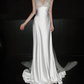 Romantic A Line V Neck 3D Floral Satin Tulle Long Wedding Dress SH5967