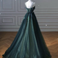 Elegant A Line Dark Green Tulle Long Prom Dress SH1302