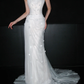 Charming Sheath Strapless 3D Floral White Tulle Long Wedding Dress SH5963