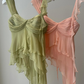 Gentle A Line Two Piece Appliques Tiered Ivory Chiffon Party Dress Evening Dress SH2886