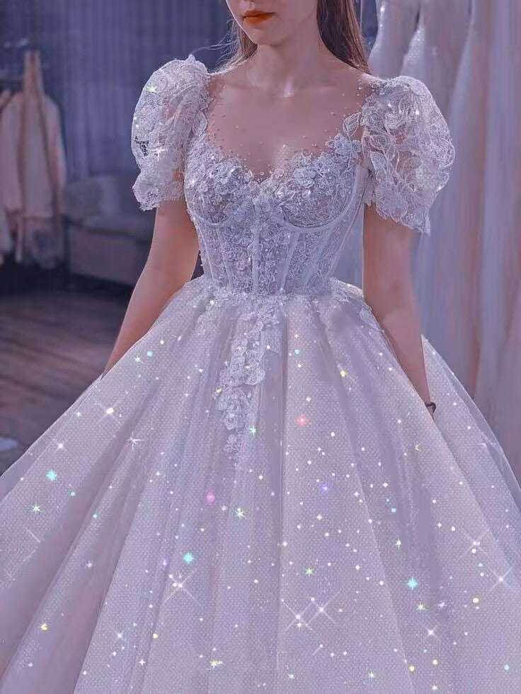 Vintage Fairy Corset Dress White Long Formal Gown Wedding Dresses SH25