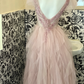 Classic Pink A Line V Neck Beaded Tulle Long Party Dress Prom Dress Formal Dress SH3850