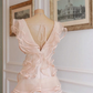 Pink A Line V Neck Ruffle Layered Tulle Short Homecoming Dress Outfits SH4433
