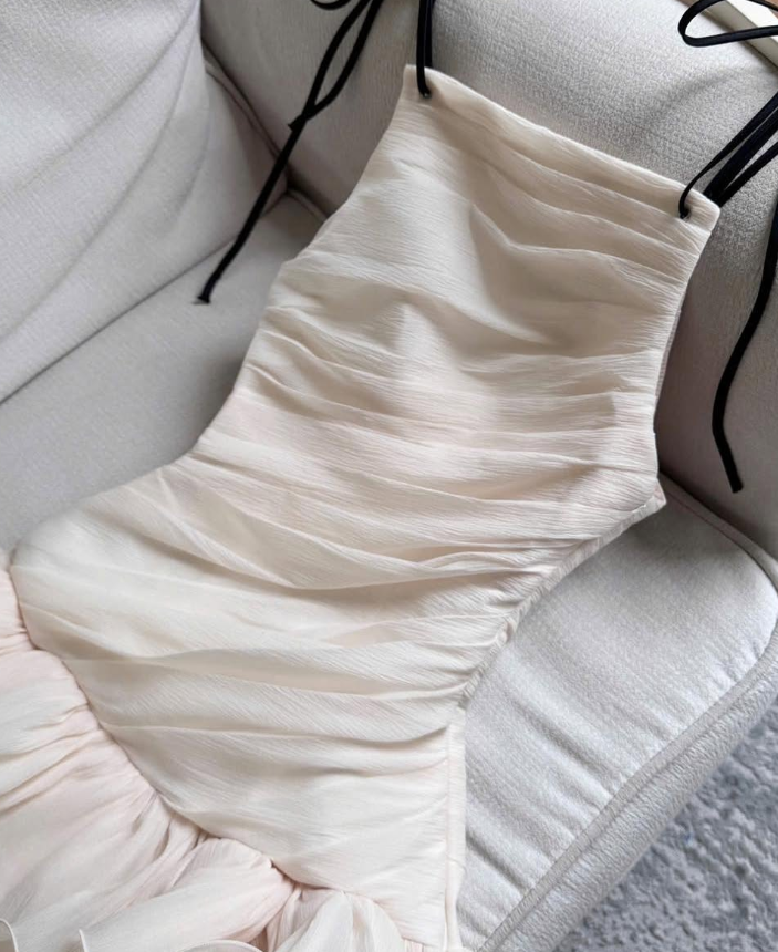 Cute A Line Spaghetti Strap Ivory Chiffon Short Homecoming Dress Birthday Dress SH4675