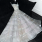 Exquisite White Beaded Ball Gown Strapless Sequin Tulle Prom Dress Party Dress SH3412