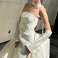Stunning Ball Gown Strapless Exquisite Beaded White Satin Wedding Dress SH5278