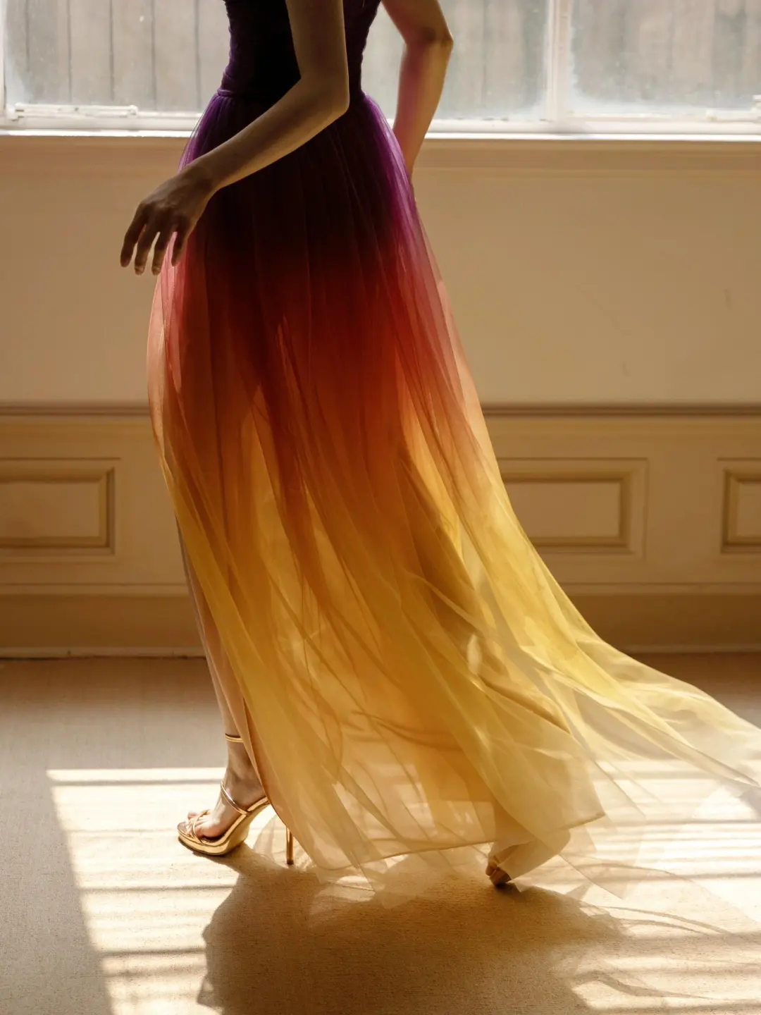 Stunning A Line Straps Purple Orange Ombre Tulle Prom Dress Party Dress SH4737