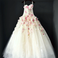 Romantic Pink Floral A Line Sweetheart Neck Tulle Long Prom Dress Gown Dress SH3581