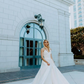 Classic A Line Sweetheart Neck White Pleated Satin Long Wedding Dress SH7113