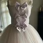 Stunning A Line Spaghetti Strap Bow Light Purple Tulle Long Party Dress Evening Dress SH2889