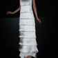 Flowy A Line Strapless Layered Tassel White Satin Long Wedding Dress SH5965
