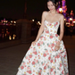 Princess A Line Spaghetti Strap Print Floral Satin Prom Dress 16th Birthday Dress SH3982
