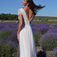 Pretty A Line V Neck White Lace Tulle Wedding Dress SH6021