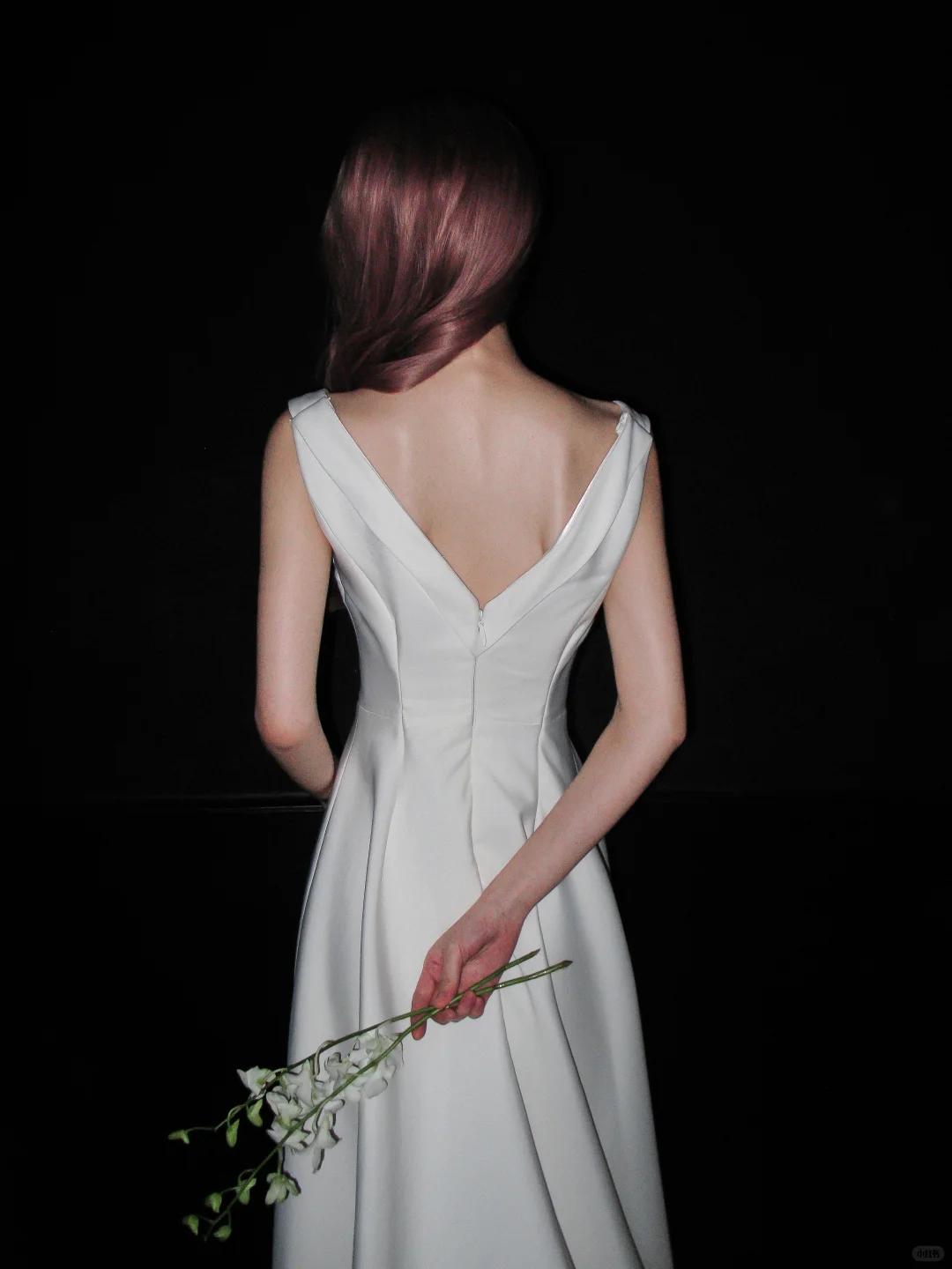 Simple Classic A Line Straps White Satin Long Sweep Wedding Dress SH5228