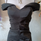 Sexy Mermaid Off the Shoulder Black Satin Long Sweep Prom Dress Evening Dress SH2091