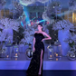 Charming  Black Sequins Sweetheart Neck Slit Prom Dress Strapless Party Dress SH799