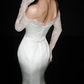 Graceful Mermaid Long Sleeve White Lace Satin Long Wedding Dress SH5869