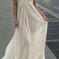 Gentle Pink A Line Spaghetti Strap Sequin Tulle Long Prom Dress Evening Dress Formal Dress SH3656