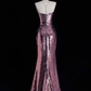 Stunning Mermaid Sweetheart Neck Purple Sequin Long Prom Dress Graduation Prom Dress SH2491