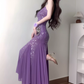 Purple Mermaid Spaghetti Strap Rhinestone Chiffon Prom Dress Vacation Dress Date Dress SH3986