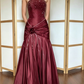 Vintage Black Mermaid Strapless Shiny Beaded Satin Long Party Dress Prom Dress SH5466
