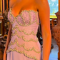 Stunning Lilac A Line Strapless Layered Beaded Chiffon Long Prom Dress SH5340